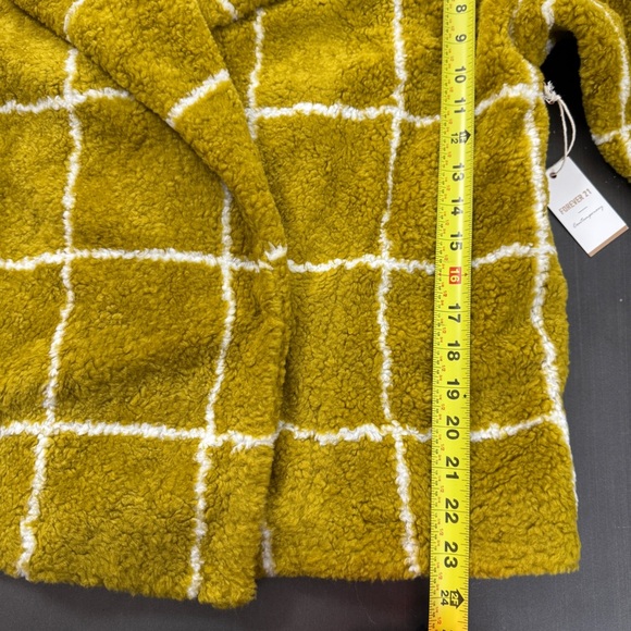 NEW Forever 21‎ Contemporary Luxury Citron Ivory Faux Shearling Coat Jacket - Picture 15 of 16